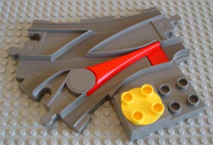 Duplo Train Track Switcher with 2 x 2 Studs in Dark Gray