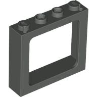 Window 1 x 4 x 3 Train with Shutter Holes and Solid Studs on Ends in Dark Gray