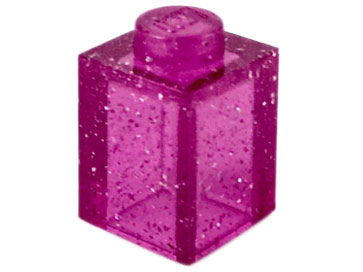 Brick 1 x 1 in Glitter Trans-Dark Pink