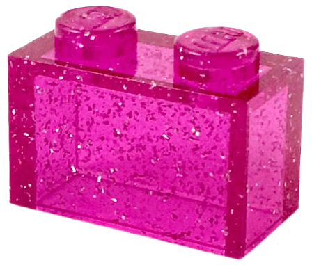 Brick 1 x 2 without Bottom Tube in Glitter Trans-Dark Pink