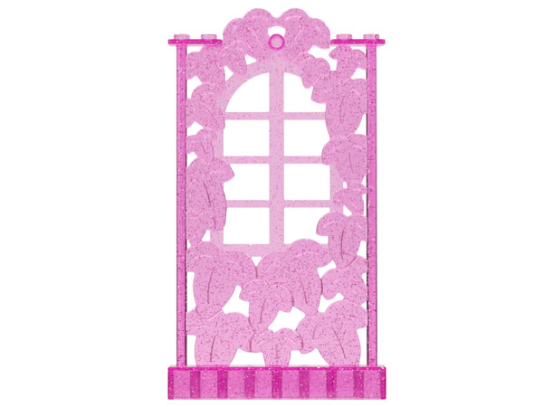 Belville, Wall, 1 x 8 x 12 with Ivy and Window in Glitter Trans-Dark Pink