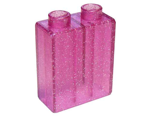 Duplo Brick 1 x 2 x 2 in Glitter Trans-Dark Pink
