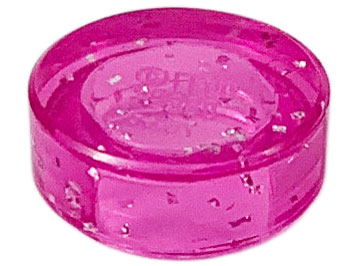 Tile Round 1 x 1 in Glitter Trans-Dark Pink