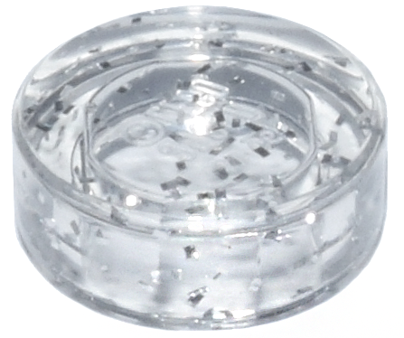 Tile Round 1 x 1 in Glitter Trans-Clear