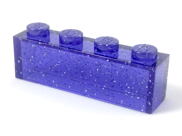 Brick 1 x 4 without Bottom Tubes in Glitter Trans-Purple