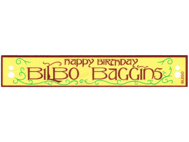 Banner 14 x 2 with Red 'HAPPY BIRTHDAY BILBO BAGGINGS' print in Bright Light Yellow
