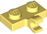 Plate Special 1 x 2 with Clip Horizontal on Side in Bright Light Yellow