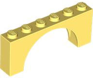 Brick Arch 1 x 6 x 2 - Very Thin Top without Reinforced Underside in Bright Light Yellow