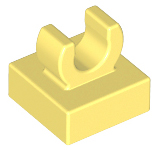 Tile Special 1 x 1 with Clip with Rounded Edges in Bright Light Yellow