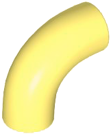Brick Round 1 x 1 diameter Tube with 90 Degree Elbow (2 x 2 x 1) and Axle Holes (Crossholes) at each end in Bright Light Yellow