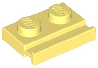 Plate Special 1 x 2 with Door Rail in Bright Light Yellow