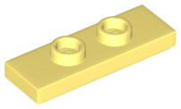 Plate Special 1 x 3 with 2 Studs with Groove and Inside Stud Holder (Jumper) in Bright Light Yellow