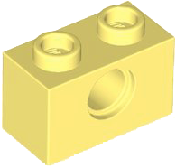 Technic Brick 1 x 2 [1 Pin Hole] in Bright Light Yellow