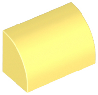 Brick Curved 1 x 2 x 1 No Studs in Bright Light Yellow