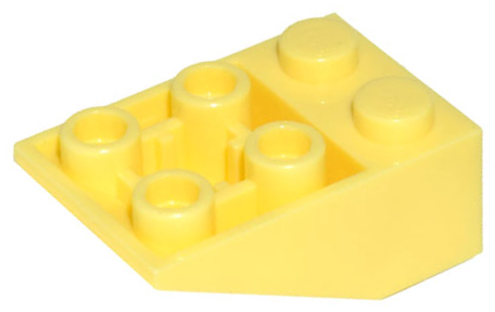 Brick Sloped Inverted 33° 3 x 2, Connections between Studs, Ovoid Bottom Pin in Bright Light Yellow