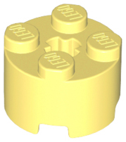 Brick Round 2 x 2 with Axle Hole in Bright Light Yellow