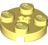 Plate Round 2 x 2 with Axle Hole Type 1 (+ Opening) in Bright Light Yellow
