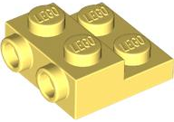 Plate Special 2 x 2 x 2/3 with Two Studs On Side and Two Raised [Half Hollow Anti-stud] - Updated Version in Bright Light Yellow
