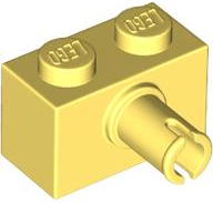 Brick Special 1 x 2 with Pin - Bottom Stud Holder in Bright Light Yellow