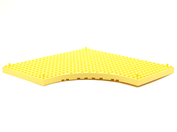 Brick Special 24 x 24 without 12 x 12 Quarter Circle, with Peg at each Corner in Bright Light Yellow