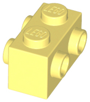 Brick Special 1 x 2 with Studs on 2 Sides in Bright Light Yellow