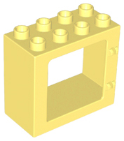 Duplo Door / Window Frame Flat Front Surface, Completely Open Back in Bright Light Yellow