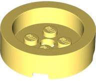 Brick Round 4 x 4 with Recessed Center in Bright Light Yellow
