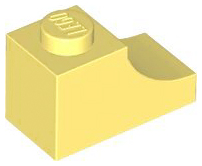 Brick Curved 2 x 1 with Inverted Cutout in Bright Light Yellow