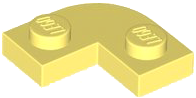 Plate Round Corner 2 x 2 with 1 x 1 Cutout in Bright Light Yellow
