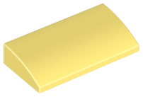 Brick Curved 2 x 4 x 2/3 No Studs, with Bottom Tubes in Bright Light Yellow
