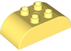 Duplo Brick 2 x 4 Curved Top in Bright Light Yellow