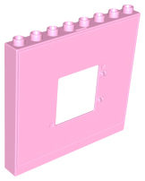 Duplo Building Wall 1 x 8 x 6 with Window Opening in Bright Pink
