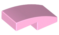 Brick Curved 2 x 1 No Studs [1/2 Bow] in Bright Pink