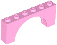 Brick Arch 1 x 6 x 2 - Thin Top without Reinforced Underside [New Version] in Bright Pink