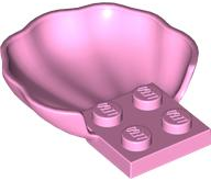 Animal Body Part, Clam / Scallop Half Shell with 4 Studs in Bright Pink