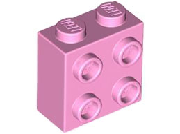 Brick Special 1 x 2 x 1 2/3 with 4 Studs on 1 Side in Bright Pink