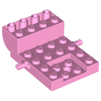 Vehicle Base, Carriage 4 x 6 x 1 2/3 with Wheel Clip Pins in Bright Pink