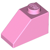 Brick Sloped 45° 2 x 1 with Bottom Pin in Bright Pink