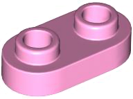Plate Special 1 x 2 Rounded with 2 Open Studs in Bright Pink