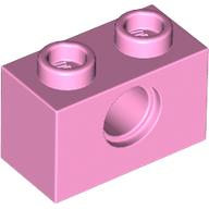 Technic Brick 1 x 2 [1 Pin Hole] in Bright Pink