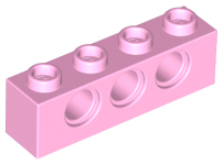 Technic Brick 1 x 4 [3 Pin Holes] in Bright Pink