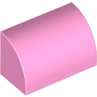 Brick Curved 1 x 2 x 1 No Studs in Bright Pink