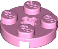 Plate Round 2 x 2 with Axle Hole Type 1 (+ Opening) in Bright Pink