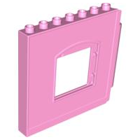 Duplo Building Wall 1 x 8 x 6 with Window Opening, Hinge on Right in Bright Pink