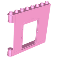 Duplo Building Wall 1 x 8 x 6 with Door Opening in Bright Pink