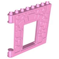 Duplo Building Wall 1 x 8 x 8 with Door Opening - Castle in Bright Pink