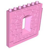 Duplo Building Wall 1 x 8 x 8 with Window Opening - Castle in Bright Pink