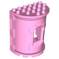 Duplo Building Wall, 4 x 6 x 6 Curved Turret (Castle) in Bright Pink