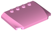 Brick Wedged, Curved Triple 4 x 6 x 2/3 with 4 Studs in Bright Pink