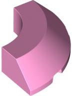 Brick Round Corner 4 x 4 x 1 with Bottom Cut Outs, No Studs, Flat Top in Bright Pink